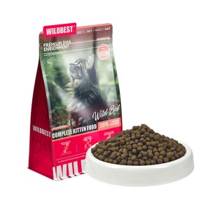 Wildbest chicken cat food bag with kibble bowl