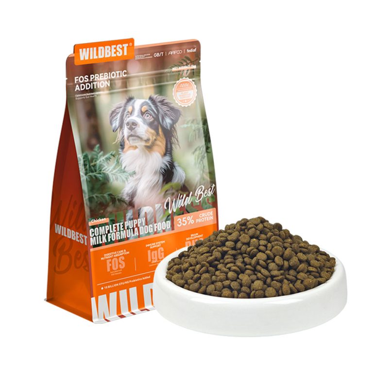 Wildbest chicken dog food bag with kibble bowl