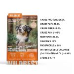 Wildbest chicken dog food nutrition label - protein, fat, fiber content