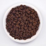 Wildbest duck and chicken cat food kibble in bowl