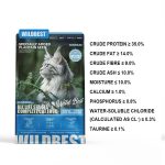 Wildbest duck and chicken cat food nutrition label - protein, fat, fiber content