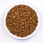 Wildbest duck and pear baked cat food kibble in bowl