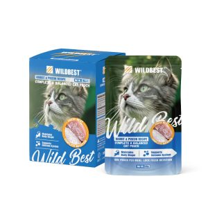 WILDBEST Rabbit & Pigeon Recipe Complete Balanced Cat Pouch box with single pouch 80g×8