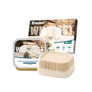 WILDBEST Pigeon & Goat Milk Recipe Complete Balanced Cat Food box with tray display 40g×6